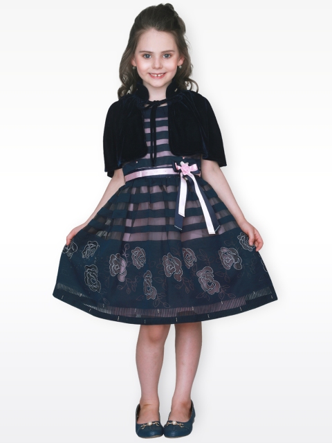 

CUTECUMBER Girls Teal Printed Fit and Flare Dress