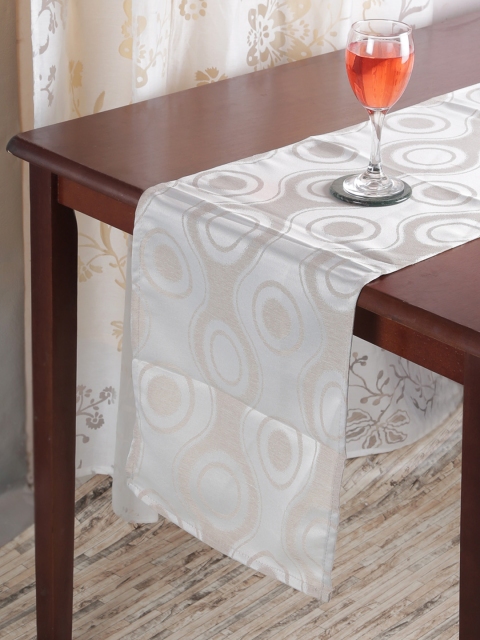 

RANGRAGE Cream-Coloured & Gold-Toned Geometric Table Runner