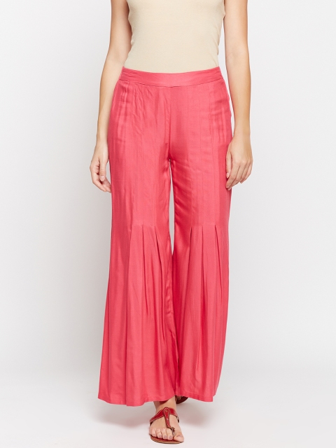 

Be Indi Women Pink Wide Leg Solid Palazzos