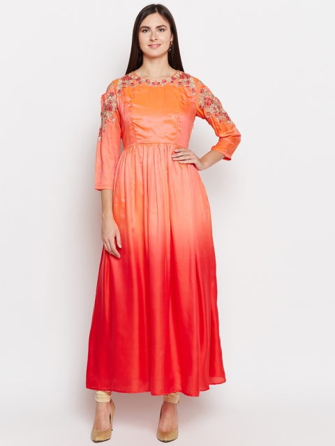 

Be Indi Women Orange Embroidered Anarkali Kurta