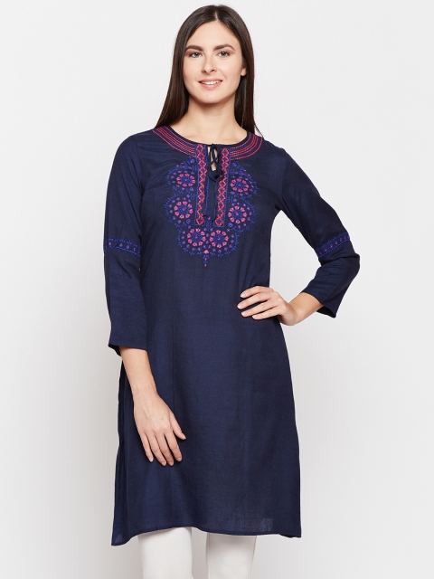 

Be Indi Women Navy-Blue Solid Kurta