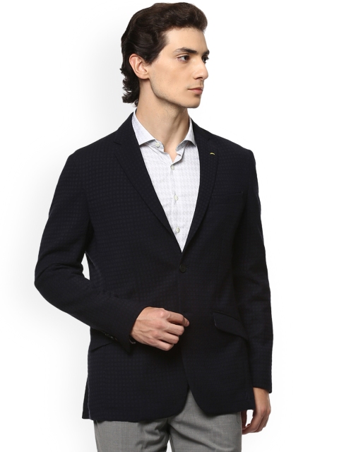 

SIMON CARTER LONDON Men Black Checked Slim Fit Single-Breasted Formal Blazer