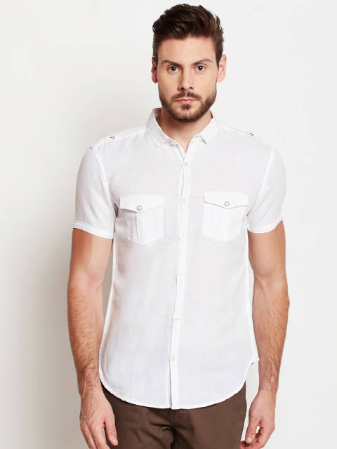 

Taanz Men White Standard Regular Fit Solid Casual Shirt