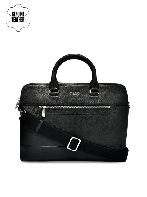 

Eske Men Black Leather Solid Laptop Bag