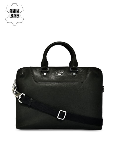 

Eske Men Black Leather Solid Laptop Bag