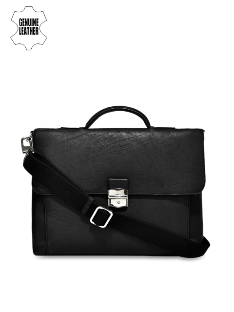 

Eske Men Black Leather Solid Laptop Bag