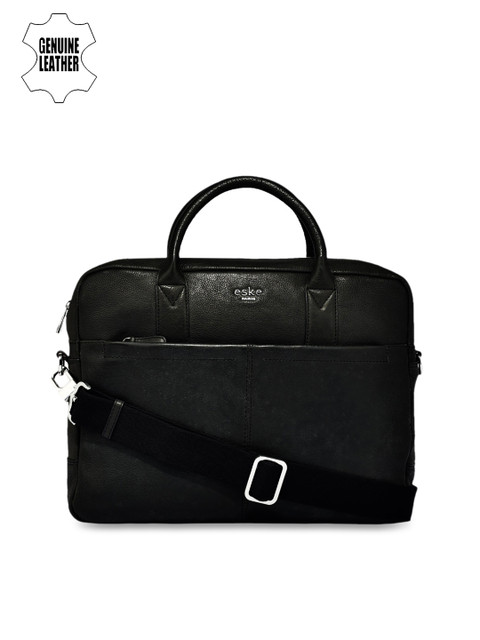 

Eske Men Black Leather Solid Laptop Bag