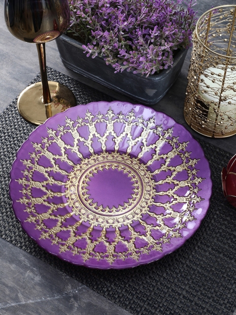

Pure Home and Living Purple & Gold Textured Glass Dinner Plate