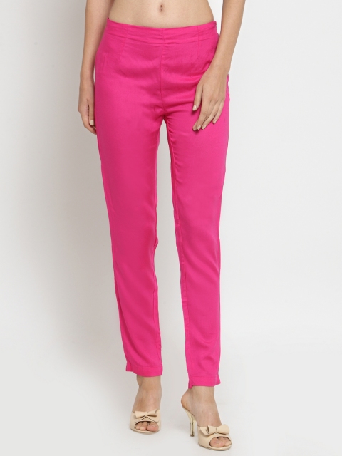 

Laabha Women Pink Relaxed Regular Fit Solid Cigarette Trousers