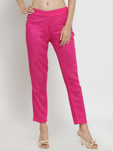 

Laabha Women Pink Relaxed Regular Fit Solid Cigarette Trousers