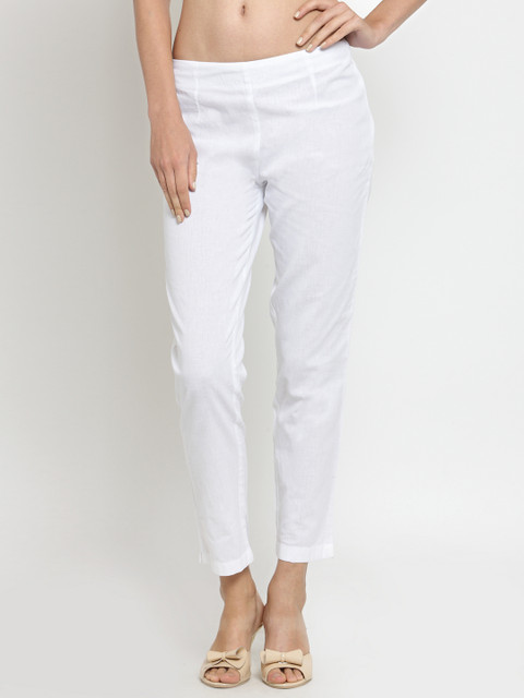 

Laabha Women White Relaxed Regular Fit Solid Cigarette Trousers