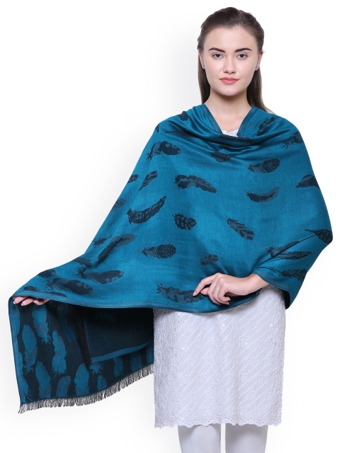 

Anekaant Women Green & Black Paisley Woven Design Shawl, Blue