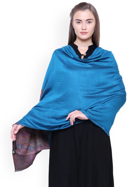 

Anekaant Women Blue Paisley Woven Design Shawl