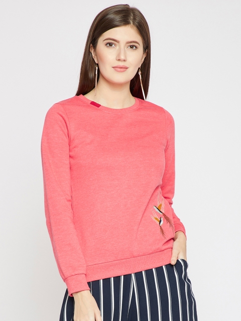 

RARE Women Coral Solid Sweatshirt