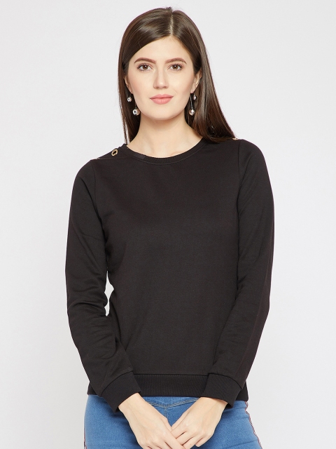 

RARE Women Black Solid Sweatshirt
