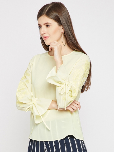 

RARE Women Yellow Solid Top