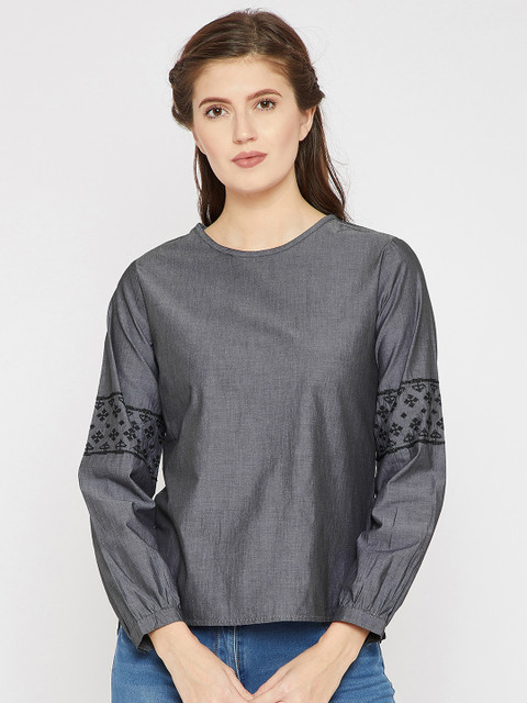 

RARE Women Grey Solid Top