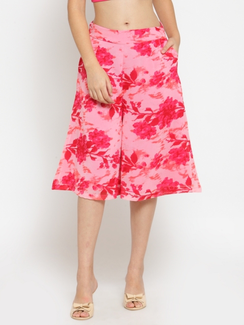 

Just Wow Women Pink Regular Fit Printed Culottes