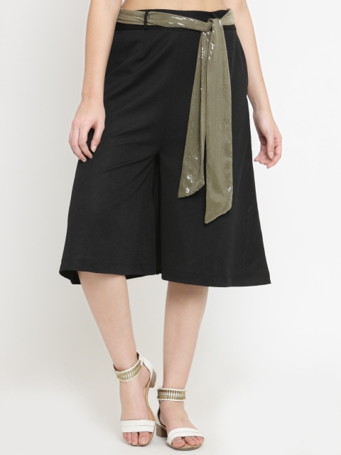 

Just Wow Women Black Regular Fit Solid Culottes