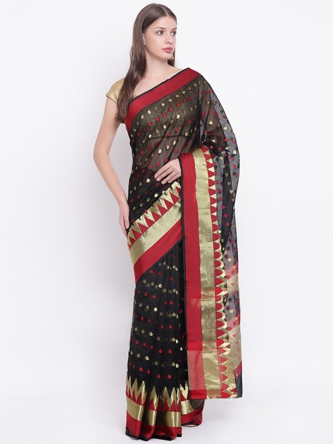 

Chhabra 555 Black Silk Cotton Woven Design Chanderi Saree