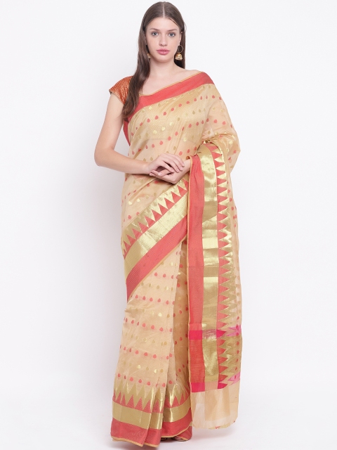 

Chhabra 555 Beige Silk Cotton Woven Design Chanderi Saree