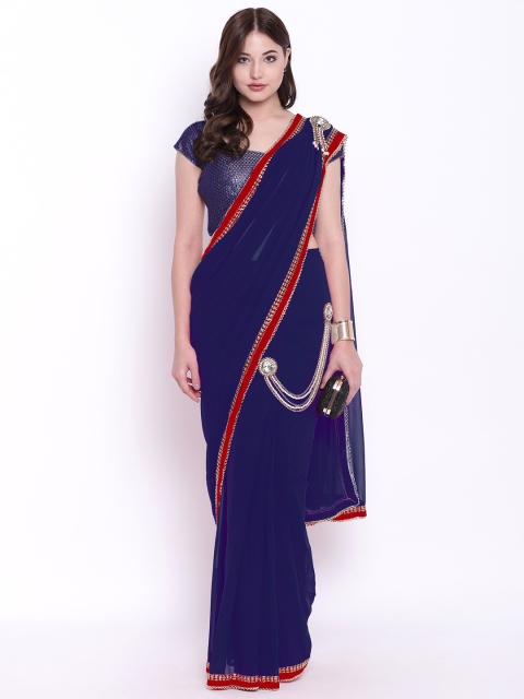 

Chhabra 555 Blue Embellished Poly Georgette Saree