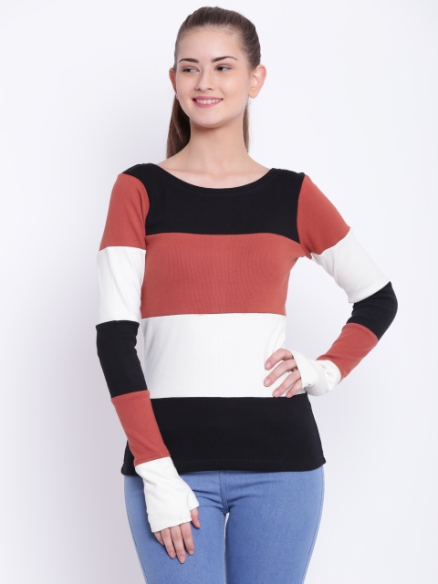 

Texco Women Black & White Colourblocked Sweatshirt