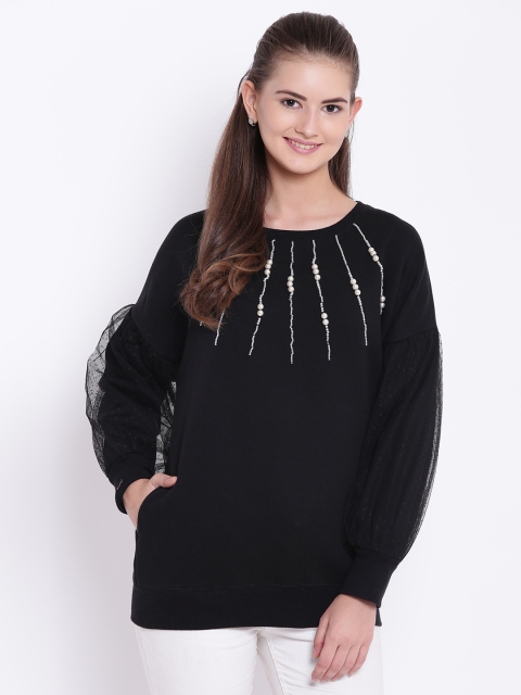 

Texco Women Black Embellished Sweatshirt