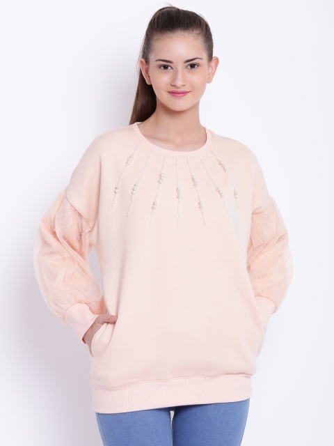 

Texco Women Peach-Coloured Self Design Sweatshirt