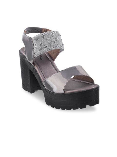 

Mochi Women Grey Solid Sandals