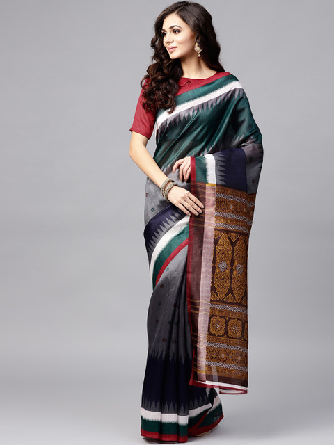 

Saree Mall Grey & Maroon Printed Saree
