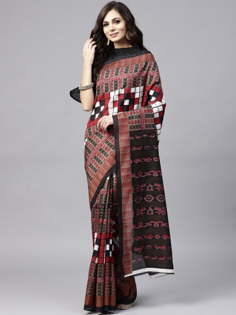

Saree mall Red & Black Printed Ikat Saree