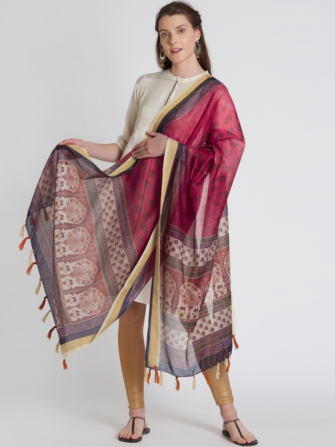 

Faserz Maroon Printed Dupatta
