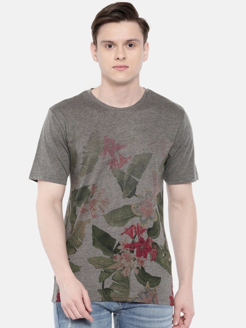 

ONLY & SONS Men Grey Printed Round Neck T-shirt