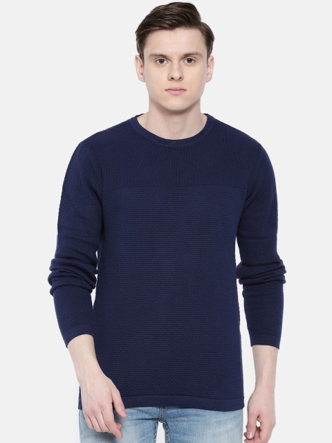 

ONLY & SONS Men Navy Blue Solid Sweater