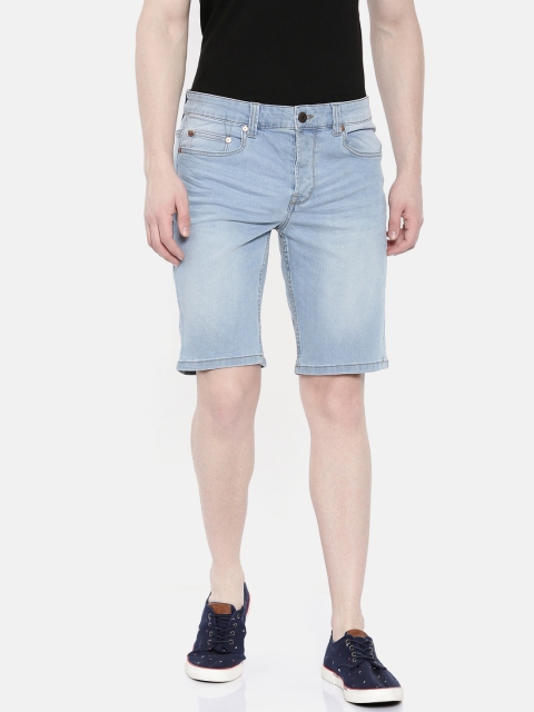 

ONLY & SONS Men Blue Washed Slim Fit Denim Shorts