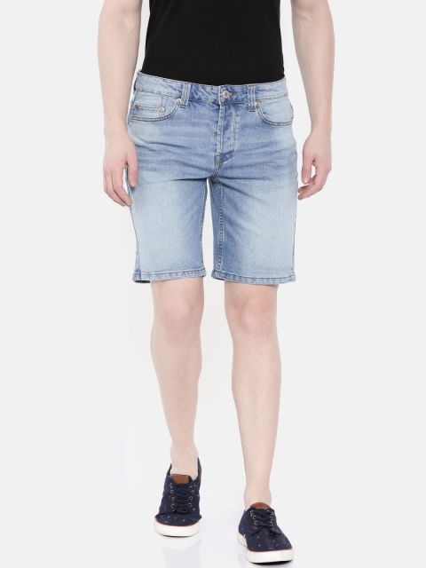 

ONLY & SONS Men Blue Washed Slim Fit Denim Shorts