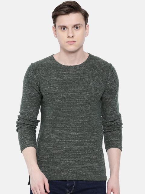

ONLY & SONS Men Olive Green Solid Sweater
