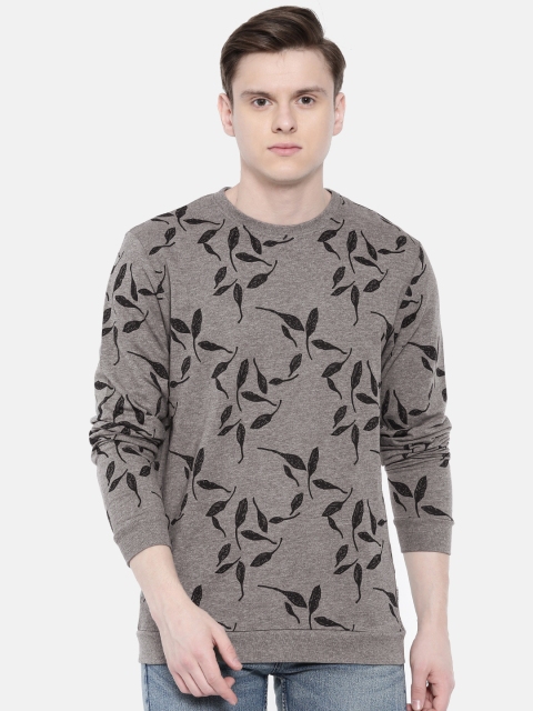 

ONLY & SONS Men Grey Melange Printed Sweatshirt
