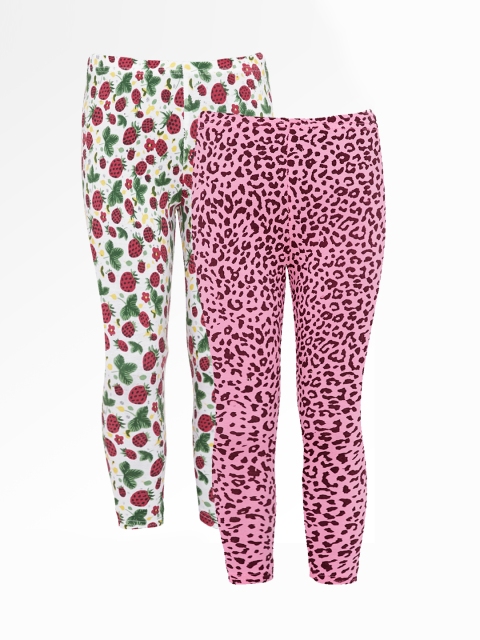 

naughty ninos Girls Pack Of 2 Ankle-Length Printed Leggings, Multi