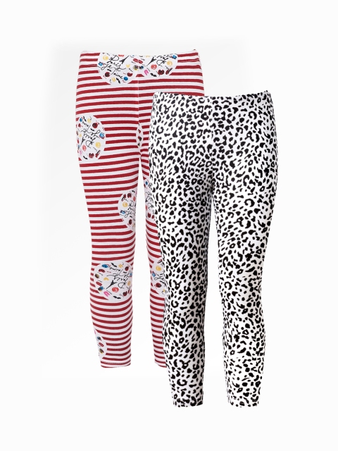 

naughty ninos Girls Pack Of 2 Ankle-Length Printed Leggings, Multi