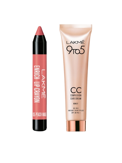 

Lakme 9to5 Honey CC Cream & Peach Magnet Enrich Lip Crayon, Beige