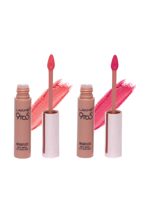 

Lakme 9to5 Pack of Two Pink Plush & Fuchsia Suede Lip & Cheek Color