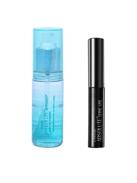

Lakme Absolute Bi-Phased Make-Up Remover & Shine Line Black Eye Liner Makeup Set