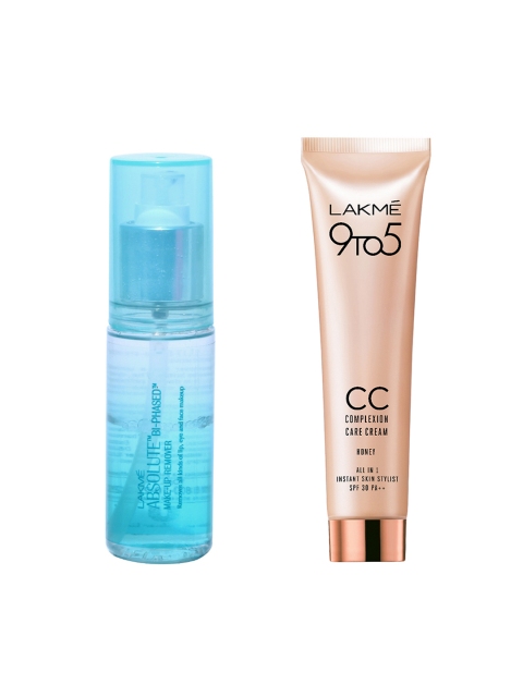 

Lakme Set of Honey 9 to 5 Complexion Care Cream & Absolute Bi-Phased Make-Up Remover, Beige