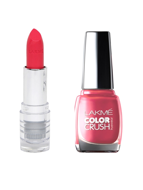 

Lakme Enrich Satin Lipstick P173 & Color Crush Nail Polish 21, Red