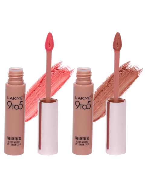 

Lakme 9to5 Matte Mousse Pink Plush & Blush Velvet