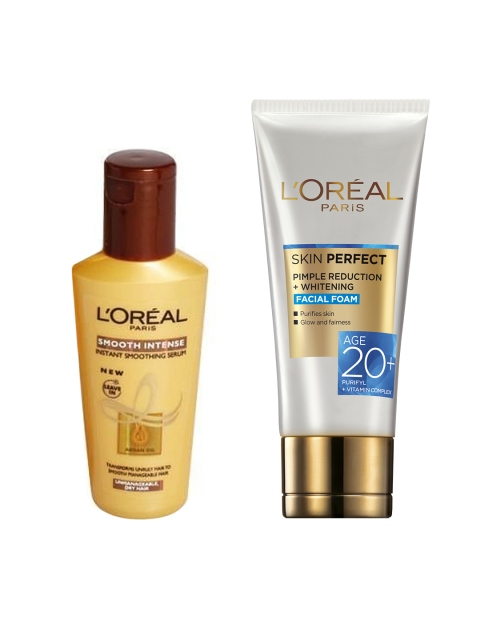

LOreal Paris Smooth Intense Smoothing Serum & Facial Foam Face Wash, Gold