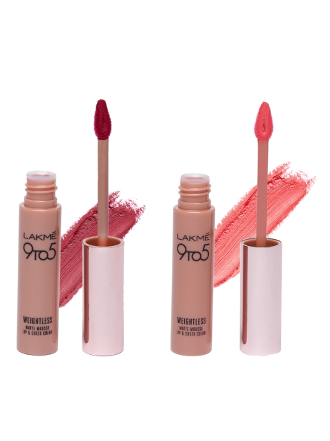 

Lakme 9to5 Set of 2 Weightless Matte Mousse Lip & Cheek Color, Pink