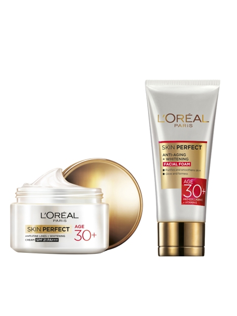 

LOreal Paris Anti-Fine Lines + Whitening SPF 21 Cream & LOreal Paris Whitening Facial Foam, White